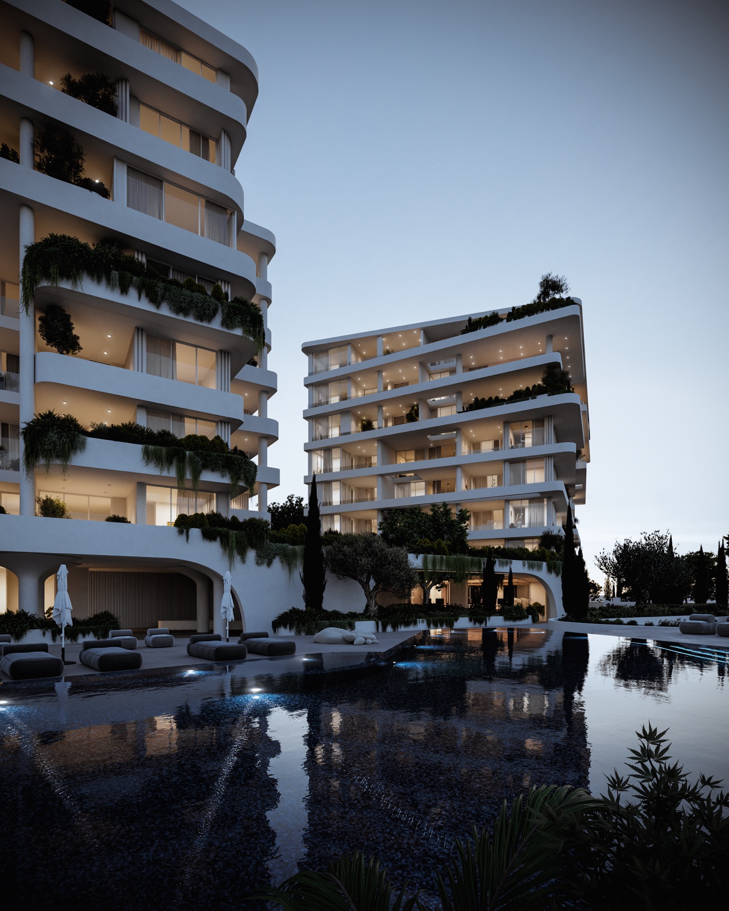 Exteriér a spoločný bazén projektu THE PLAZA